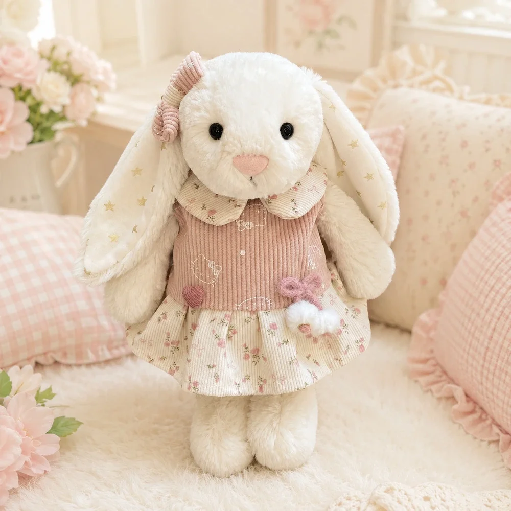 Bashful Bunny cute clothes outfits - Pink Rose Floral Dress with Bow[FX-44-10IN]